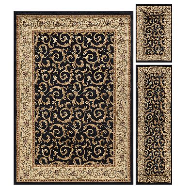 KHL Rugs Westminster Transitional Oriental Black Rectangle Area Rug, 9' x 12.6'