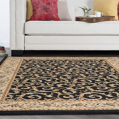 KHL Rugs Westminster Transitional Oriental Black Rectangle Area Rug, 9' x 12.6'