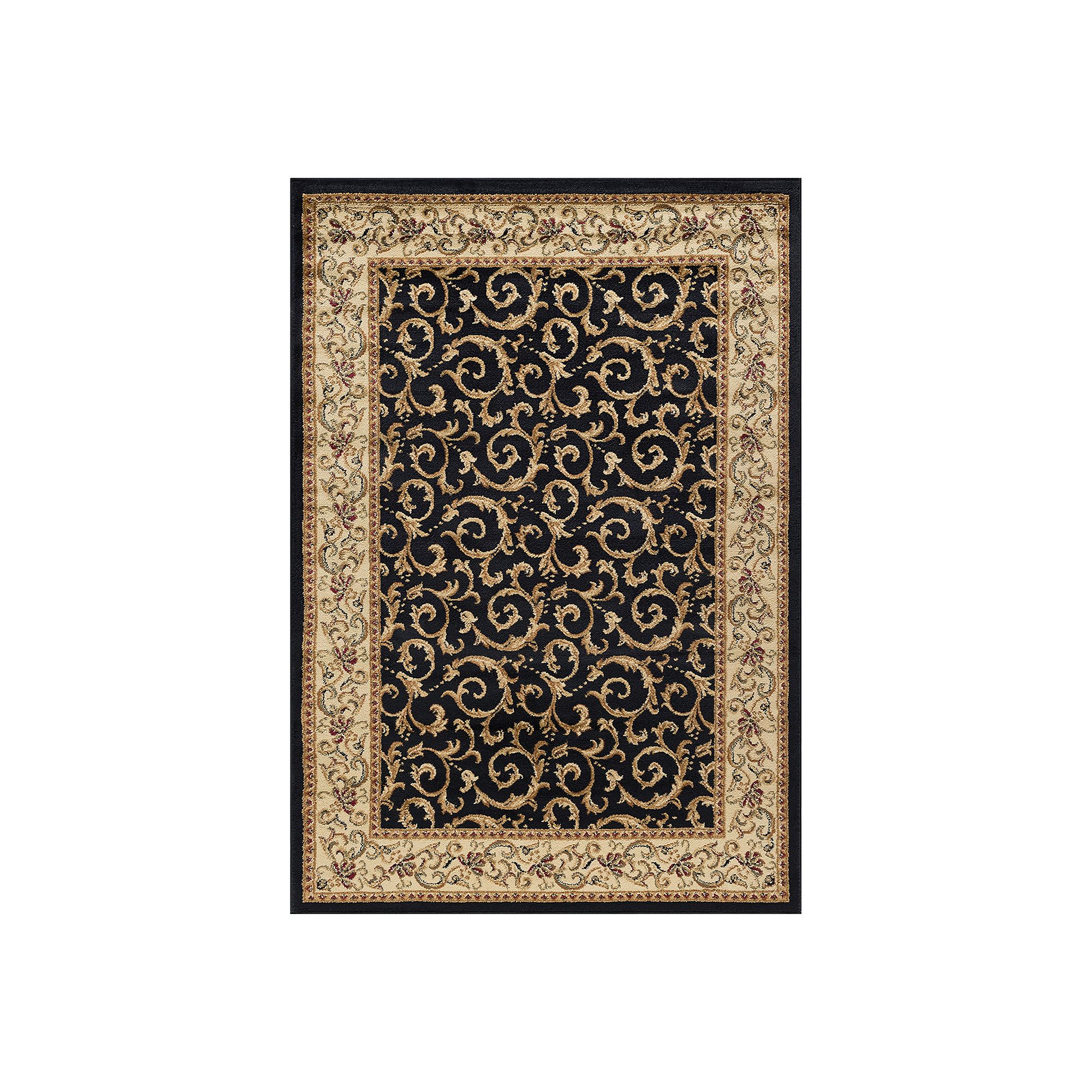 KHL Rugs Westminster Transitional Scroll Floral Rug, Black