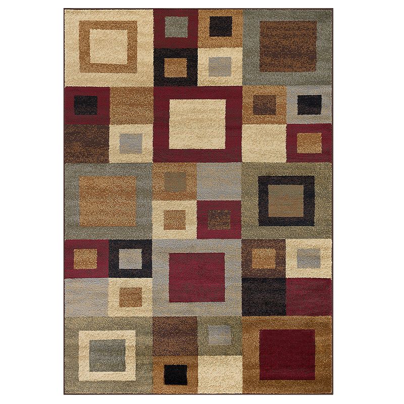 KHL Rugs Jamie Contemporary Geometric Rug, Red, 5X7 Ft