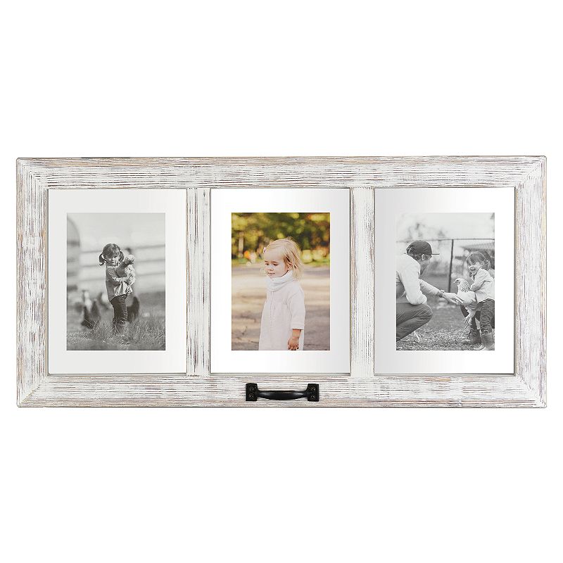 Belle Maison 3-Opening Floating Distressed Collage Frame, White