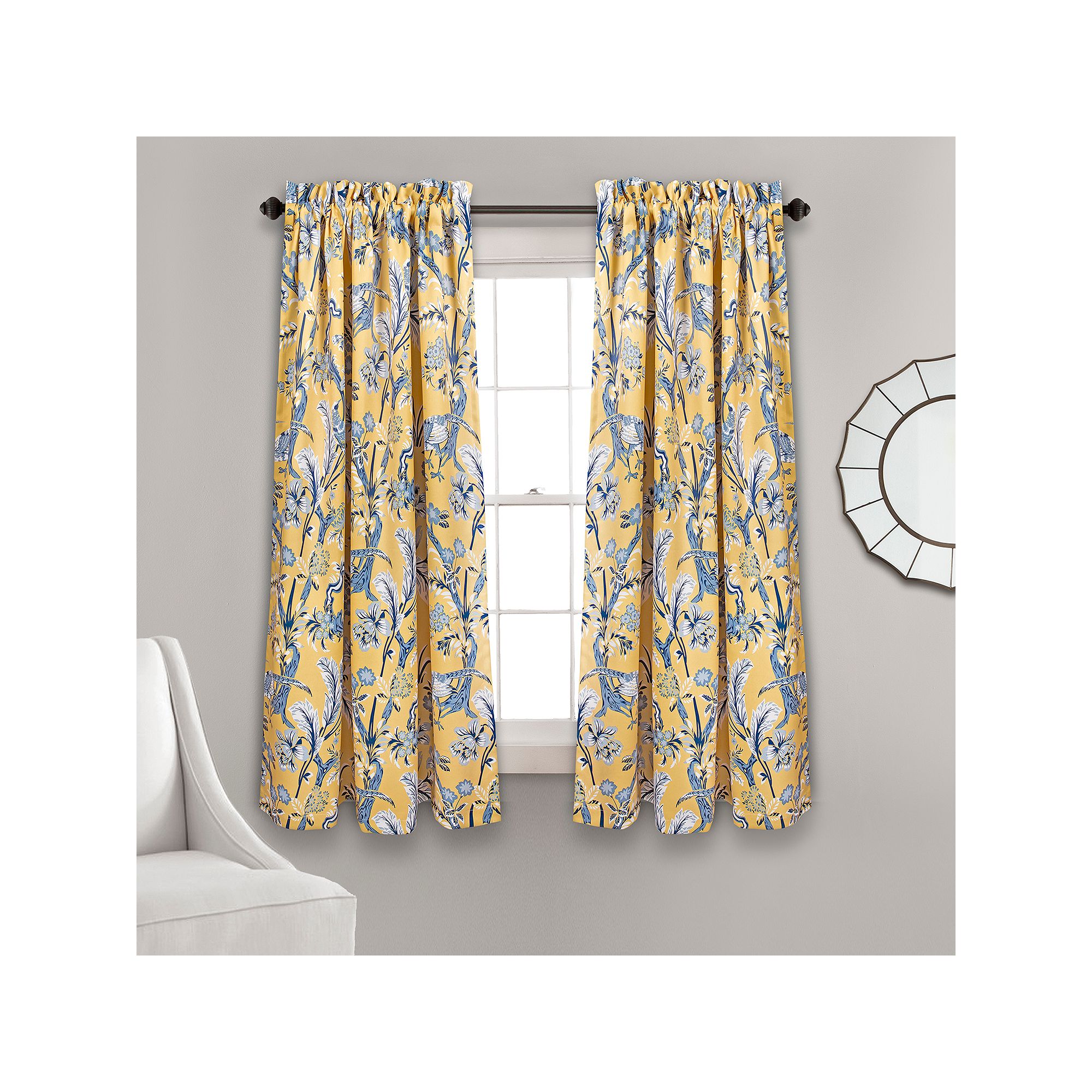 Lush Decor Dolores Room Darkening Window Curtains Set, Yellow