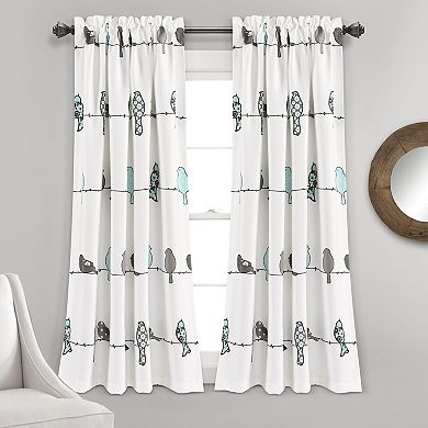 Lush Decor Rowley Birds Room Darkening Window Curtain Set