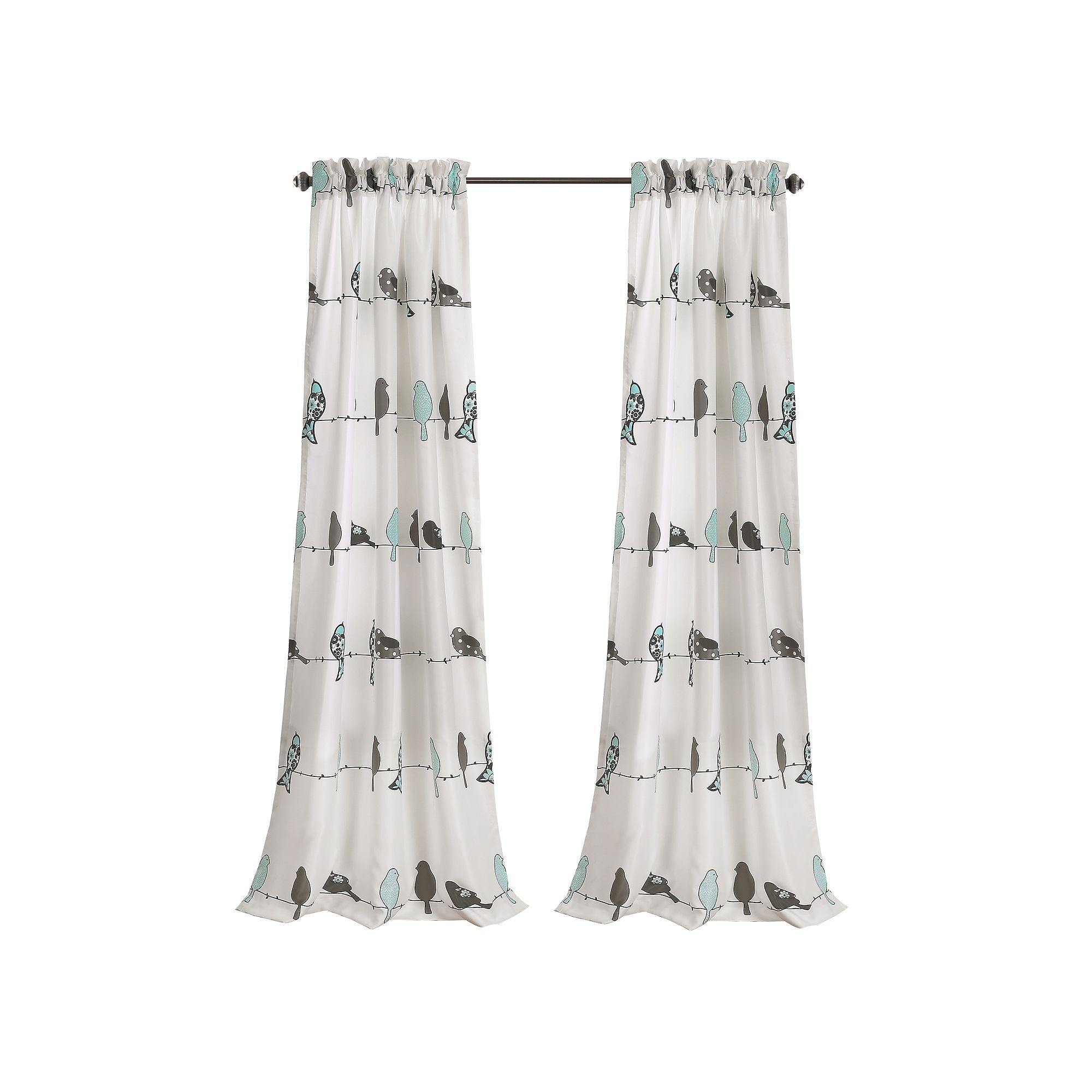 Lush Decor Rowley Birds Room Darkening Window Curtain Set, Blue Gray