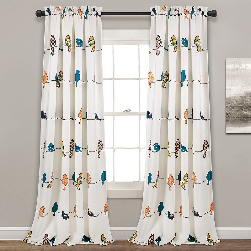 Rowley Birds Room Darkening Window Curtain Multi Set, 52" x 84" + 2, Pick Up in the cage.