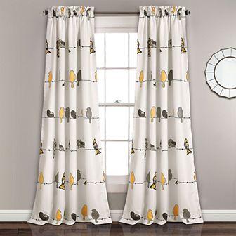 Lush Decor Rowley Birds Room Darkening Window Curtain Set
