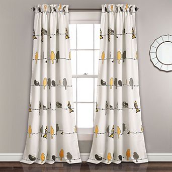 Lush Decor Rowley Birds Room Darkening Window Curtain Set