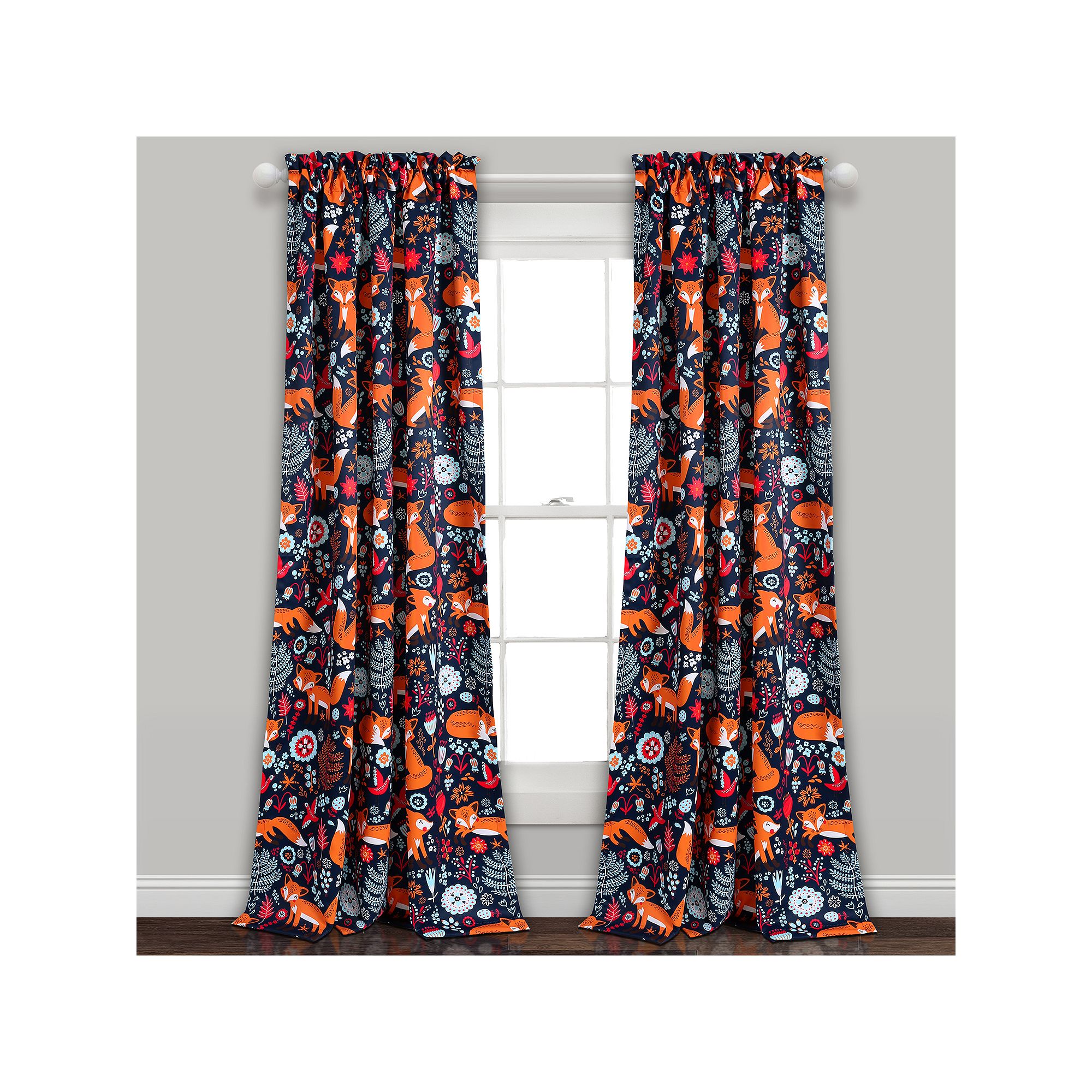 Lush Decor 2-pack Pixie Fox Room Darkening Window Curtain, Blue