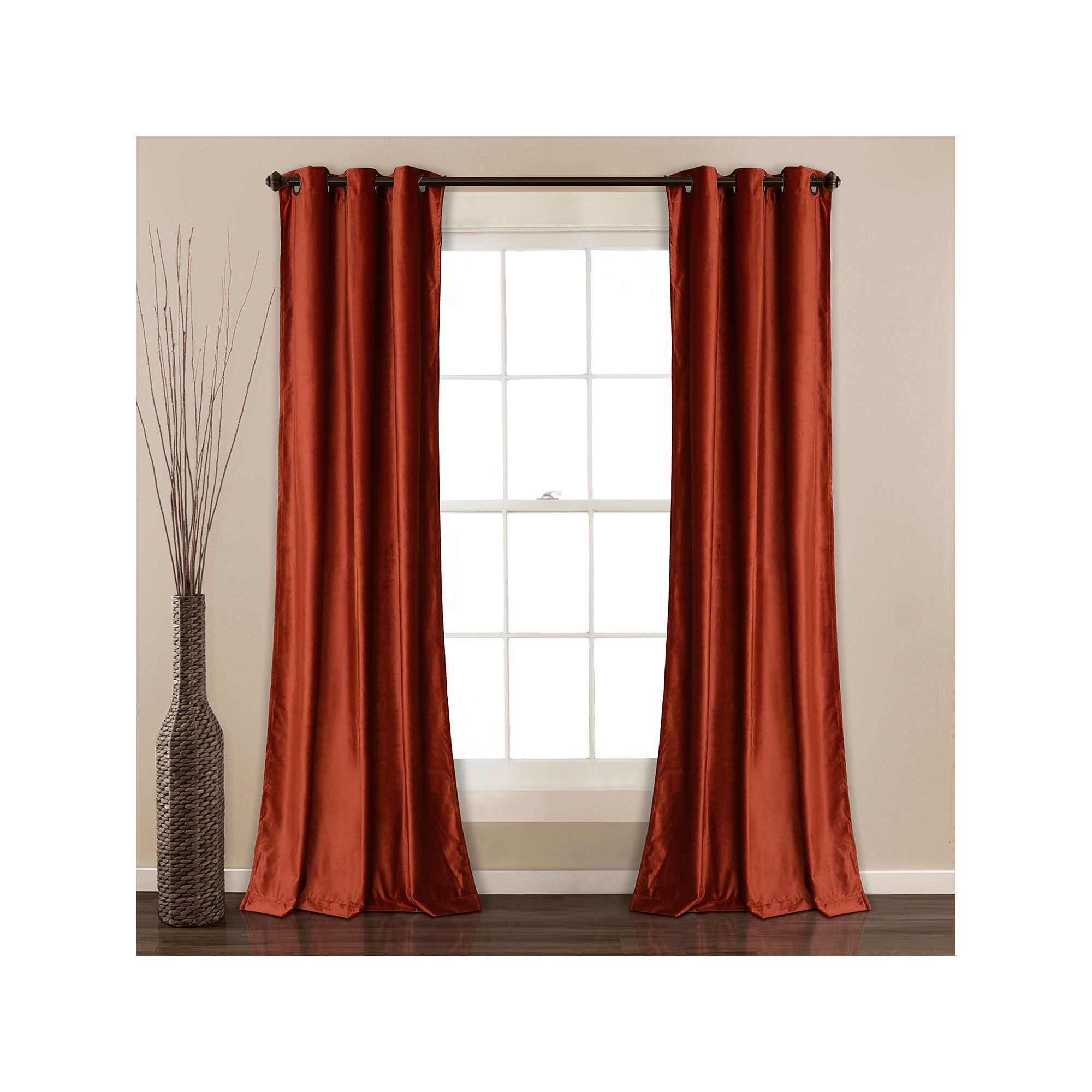 Lush Decor Prima Velvet Solid Room Darkening Window Curtains Set, Red