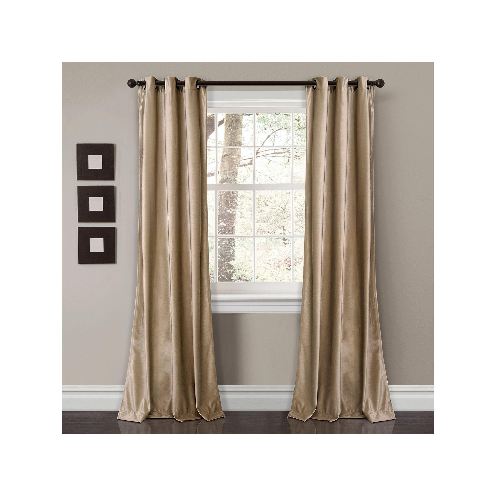 Lush Decor Prima Velvet Solid Room Darkening Window Curtains Set, Brown