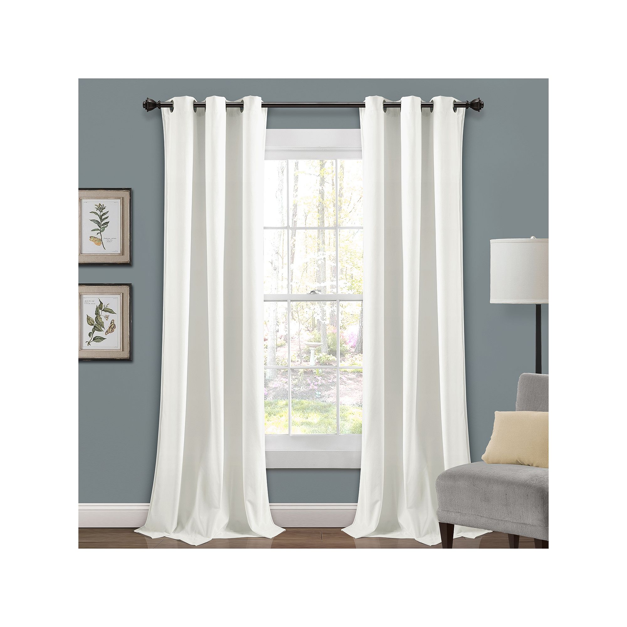 Lush Decor Prima Velvet Solid Room Darkening Window Curtains Set, White