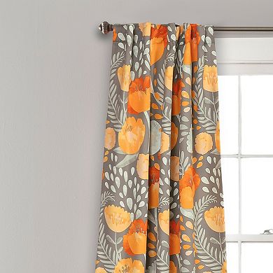 Lush Decor Poppy Garden Room Darkening Window Curtain Set