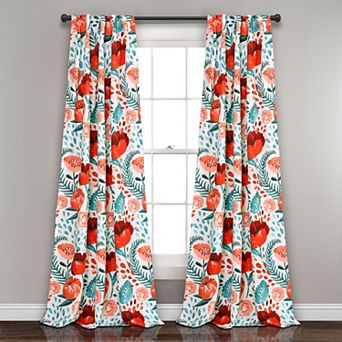 Lush Decor Poppy Garden Room Darkening Window Curtain Set