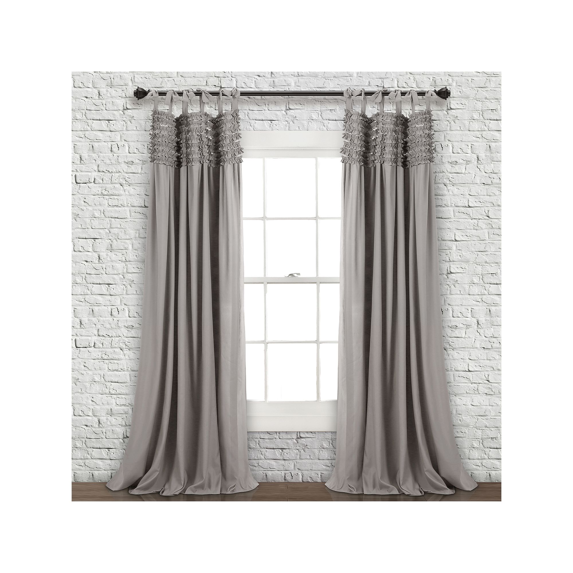 Lush Decor 2-pack Lydia Ruffle Window Curtain, Gray
