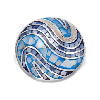 Sterling Silver Mosaic Shell Ring