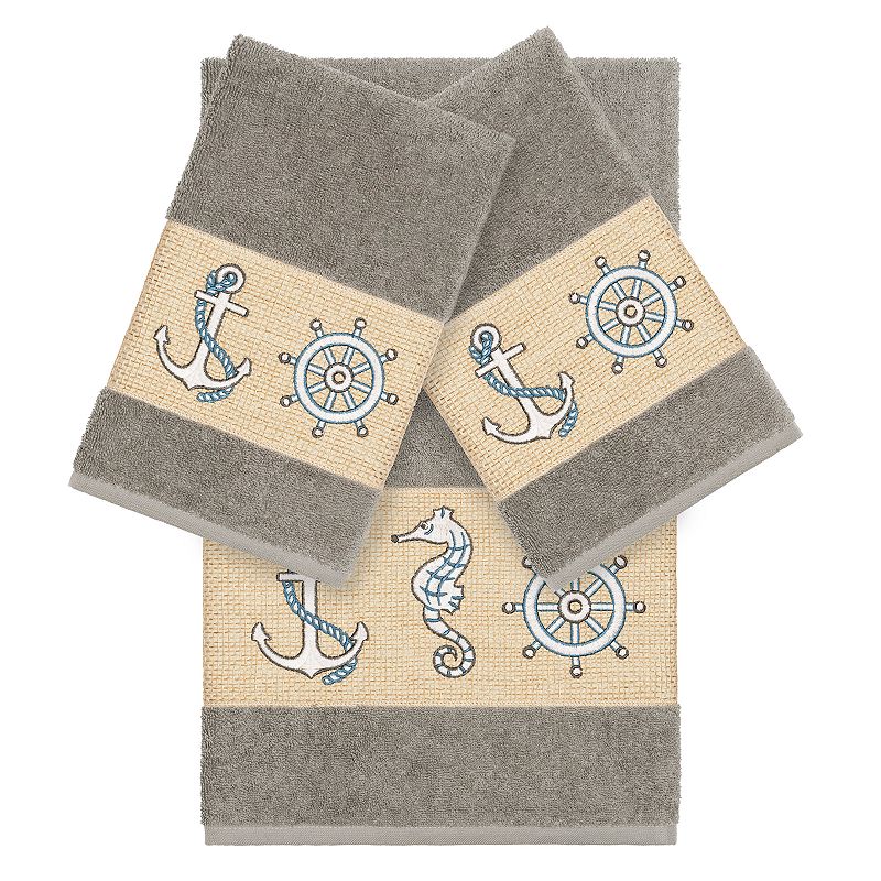 Linum Home Textiles 3-piece Turkish Cotton Easton Embellished Towel Set, Mu
