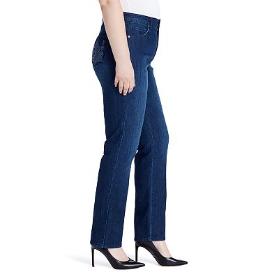 Plus Size Gloria Vanderbilt Amanda Embellished High-Waisted Tapered Jeans