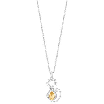 LeRose by Lexi and Rose Sterling Silver Gemstone & Lab-Created White Sapphire Cat Pendant