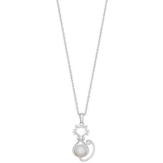LeRose by Lexi and Rose Sterling Silver Gemstone & Lab-Created White Sapphire Cat Pendant