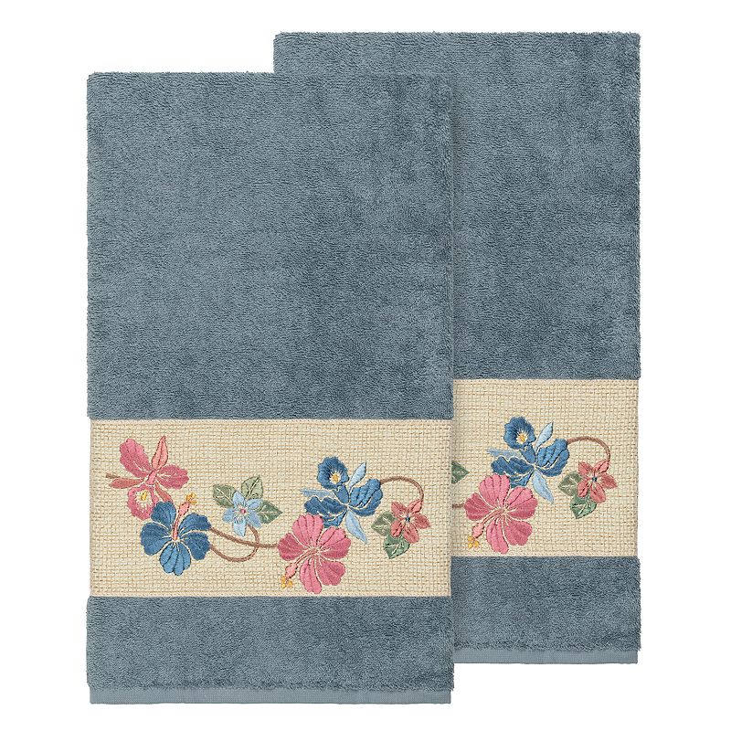 Linum Home Textiles Turkish Cotton Caroline Embellished Bath Towel Set, Mul