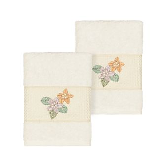 Linum Home Textiles Turkish Cotton Caroline Embellished Washcloth Set