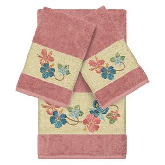 Linum Home Textiles Turkish Cotton Caroline 3 pc Embellished Hand & Bath Towel Set