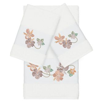 Linum Home Textiles Turkish Cotton Caroline 3 pc Embellished Hand & Bath Towel Set