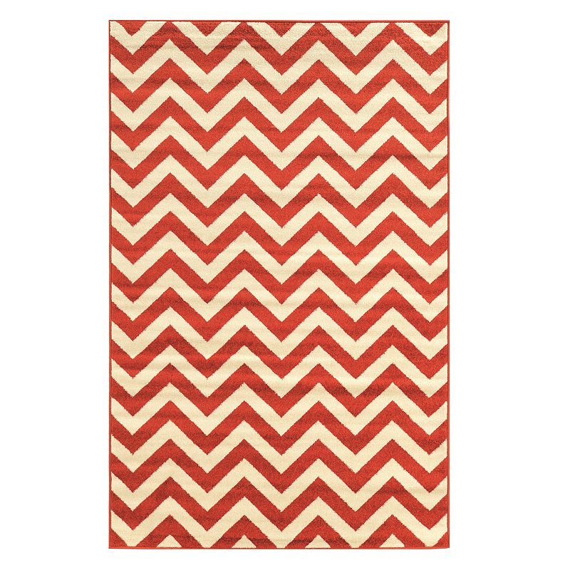 Linon Claremont Chevron Rug, Red, 8X10 Ft