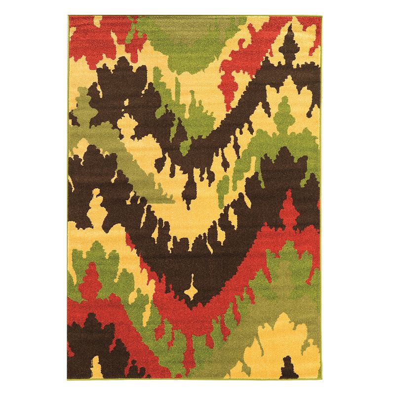 Linon Claremont Geometric Camo Rug, Brown, 8X10 Ft