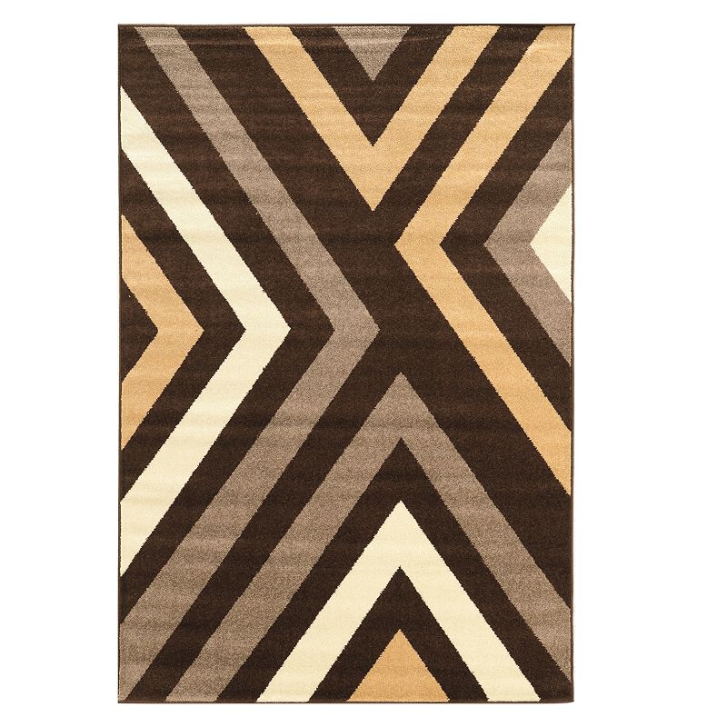 Linon Claremont Geometric Rug, Brown, 8X10 Ft