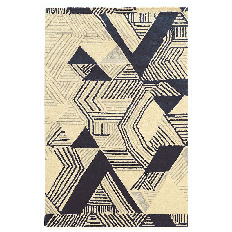 Linon Aspire Hatch Rug, Beig/Green, 8X11 Ft