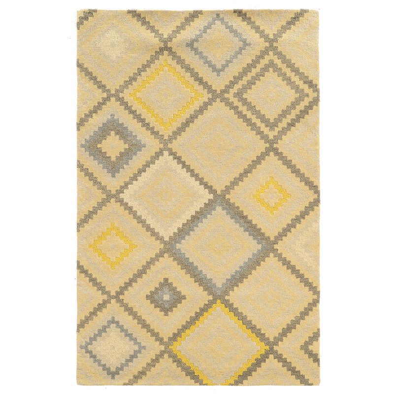 Linon Aspire Stitch Rug, Beig/Green, 8X11 Ft