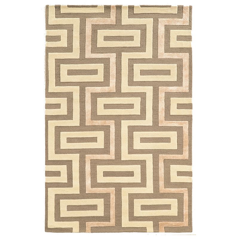 Linon Aspire Maze Rug, Beig/Green, 8X11 Ft