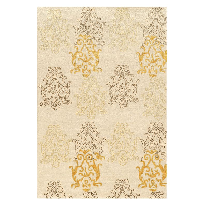 Linon Aspire Damask Print Rug, Beig/Green, 8X11 Ft