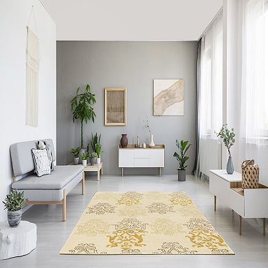 Linon Aspire Damask Print Rug
