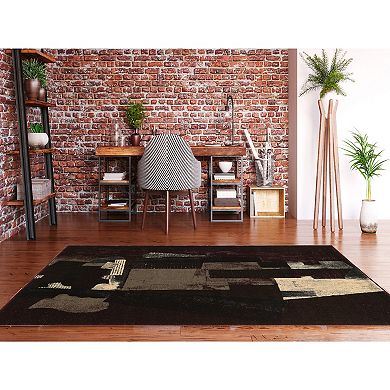 Linon Masters Museum Black & Burgundy Indoor Area Rug
