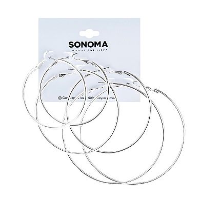 Sonoma Goods For Life® Silver Tone Nickel Free Hoop Earring Set