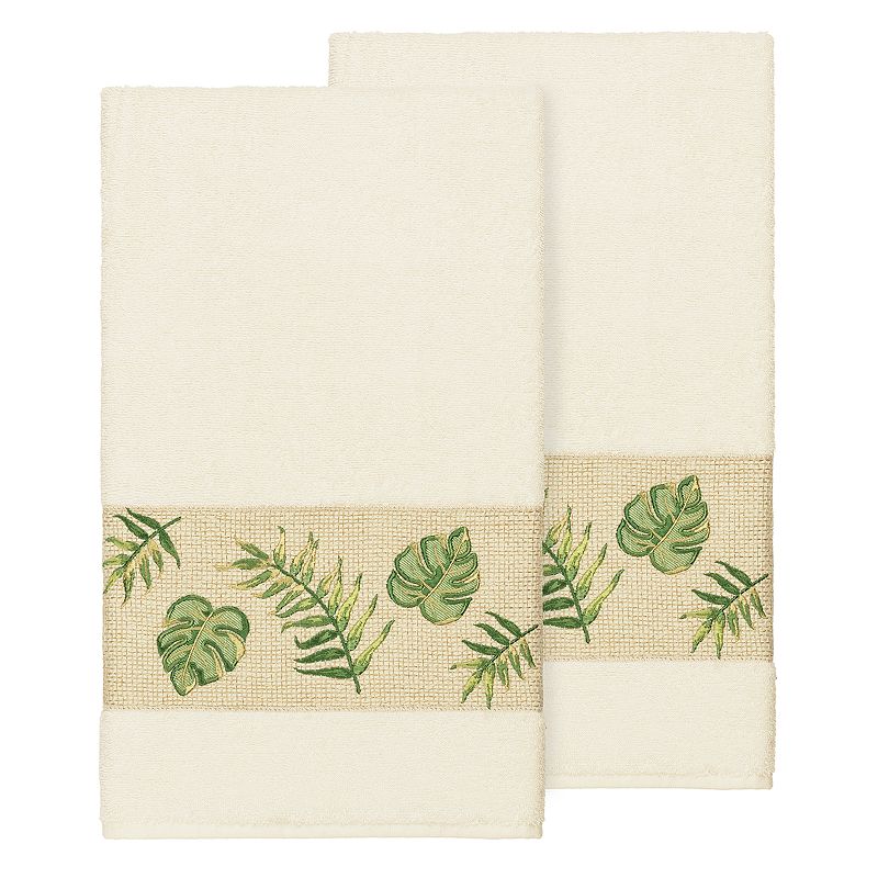 Linum Home Textiles Turkish Cotton Zoe Embellished Bath Towel Set, Multicol