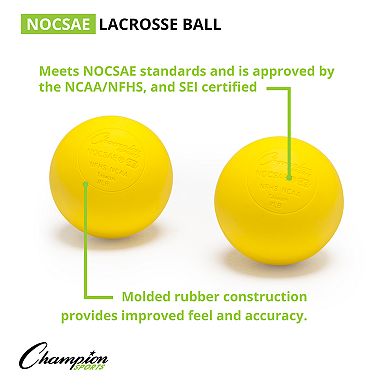 Champion Sports NOCSAE Lacrosse 6 Count Ball Set - Yellow