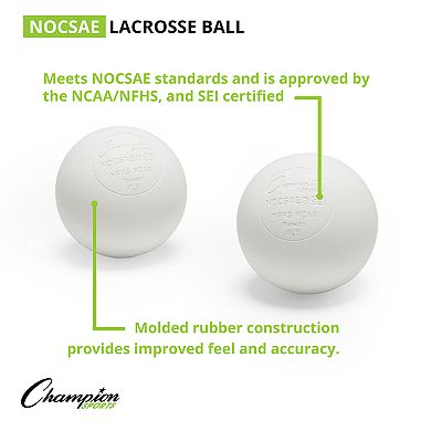 Champion Sports NOCSAE 3 Count Lacrosse Ball Set - White