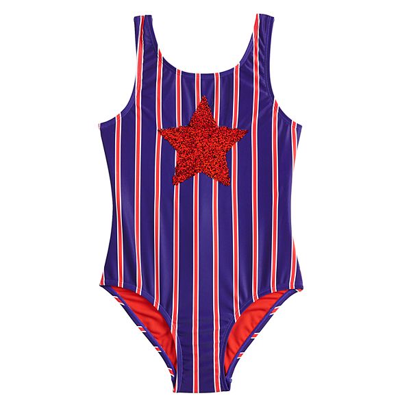 Girls 7 16 So Retro Americana Flip Sequin One Piece Swimsuit