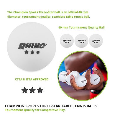Champion Sports 3 Star Tournament Table Tennis Ball Set - White