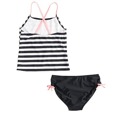 Girls 4-16 SO® Flip Sequin Pineapple Striped Tankini Top & Bottoms Swimsuit Set