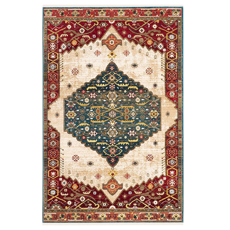Safavieh Kashan Courtney Medallion Framed Rug, Blue, 5X7.5 Ft