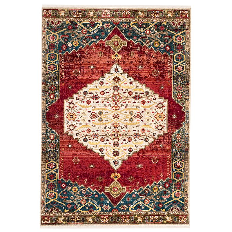 Safavieh Kashan Courtney Medallion Framed Rug, Blue, 5X7.5 Ft