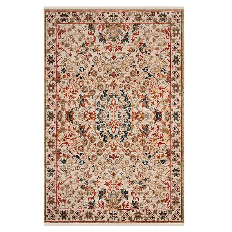 Safavieh Kashan Kayla Floral Framed Rug, White, 8X10 Ft