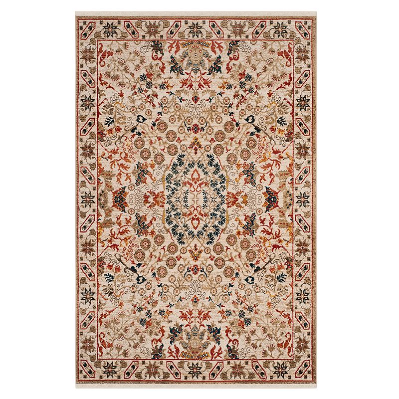 Safavieh Kashan Kayla Floral Framed Rug, White, 5X7.5 Ft