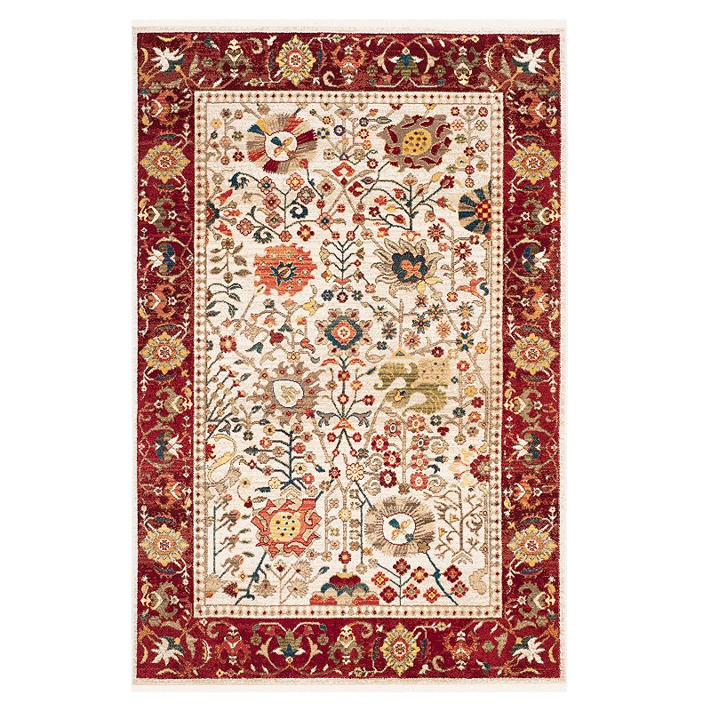 Safavieh Kashan Jenn Floral Framed Rug, White, 5X7.5 Ft