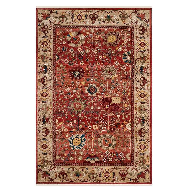 Safavieh Kashan Jenn Floral Framed Rug, Red, 5X7.5 Ft