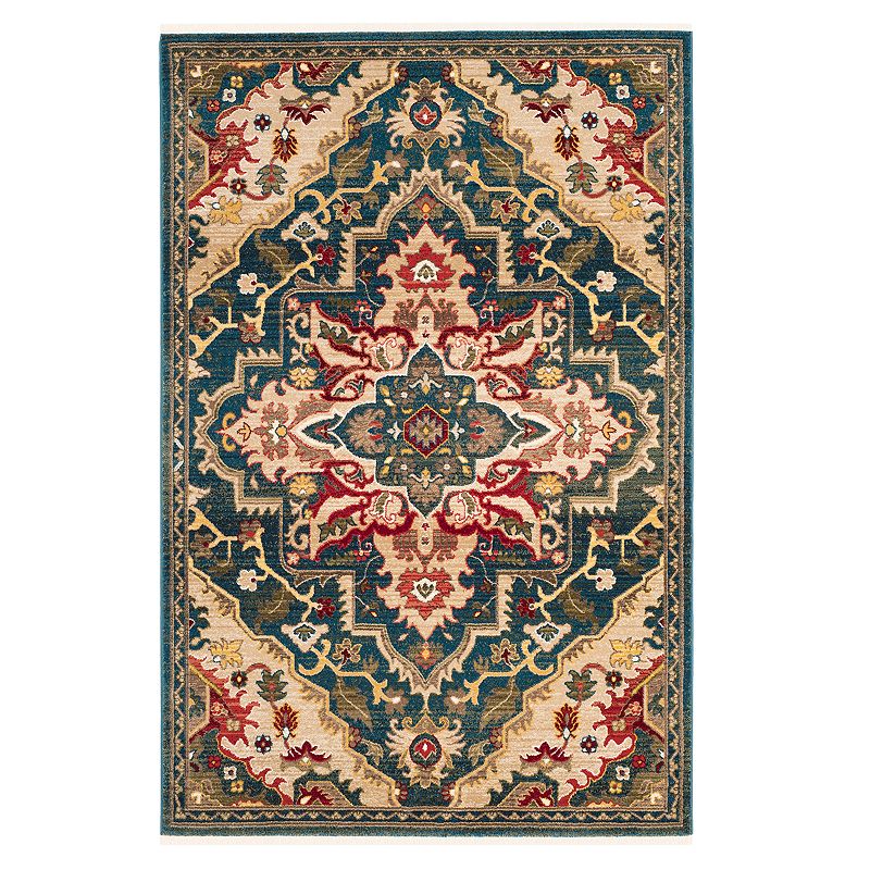 Safavieh Kashan Tiffany Medallion Framed Rug, Blue, 5X7.5 Ft